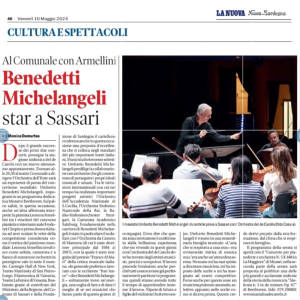 Umberto Benedetti Michelangeli e Leonora Armellini. Mozart e Beethoven per la terza serata della sinfonia 2024